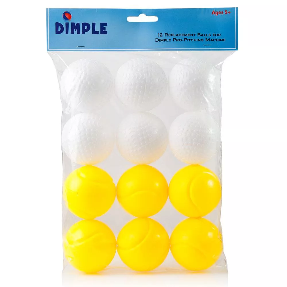 12 Pack of Kids Plastic 2 inch Diameter Practice Baseball, Golf Ball, Tennis Balls, Children Game Toy Balls for Indoor and Outdoor Use -  White and Yellow Balls, by Dimple