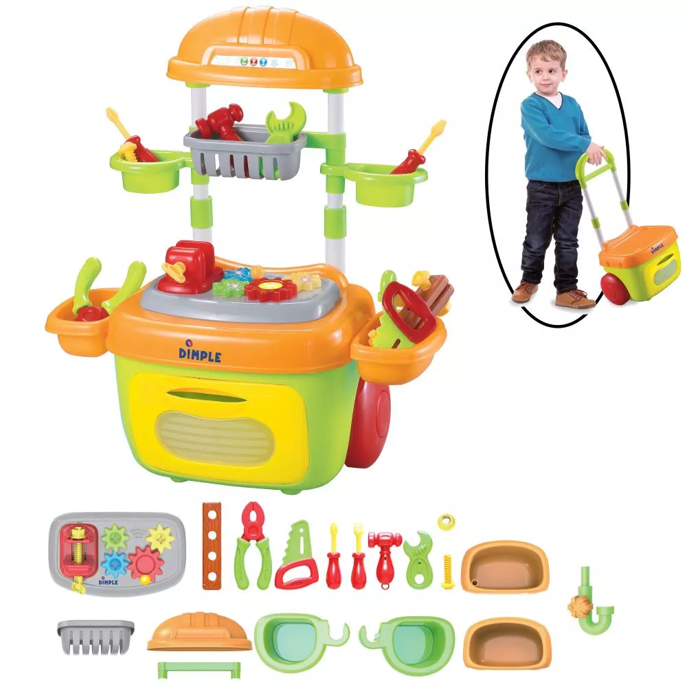 On The Go Carrier Toy Tool Box Kit (23-Piece Set) With Lights and Sounds by Dimple