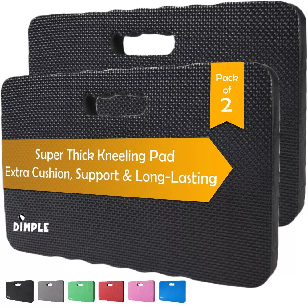 High Density Thick Foam Comfort Kneeling Pad Mats for Gardening knee support 1.5 in Thick, Baby Bath Kneeler , Exercise, Yoga Mat, Garden Cushions, Construction Knee Pads, Multi Purpose Black (2 Pack)