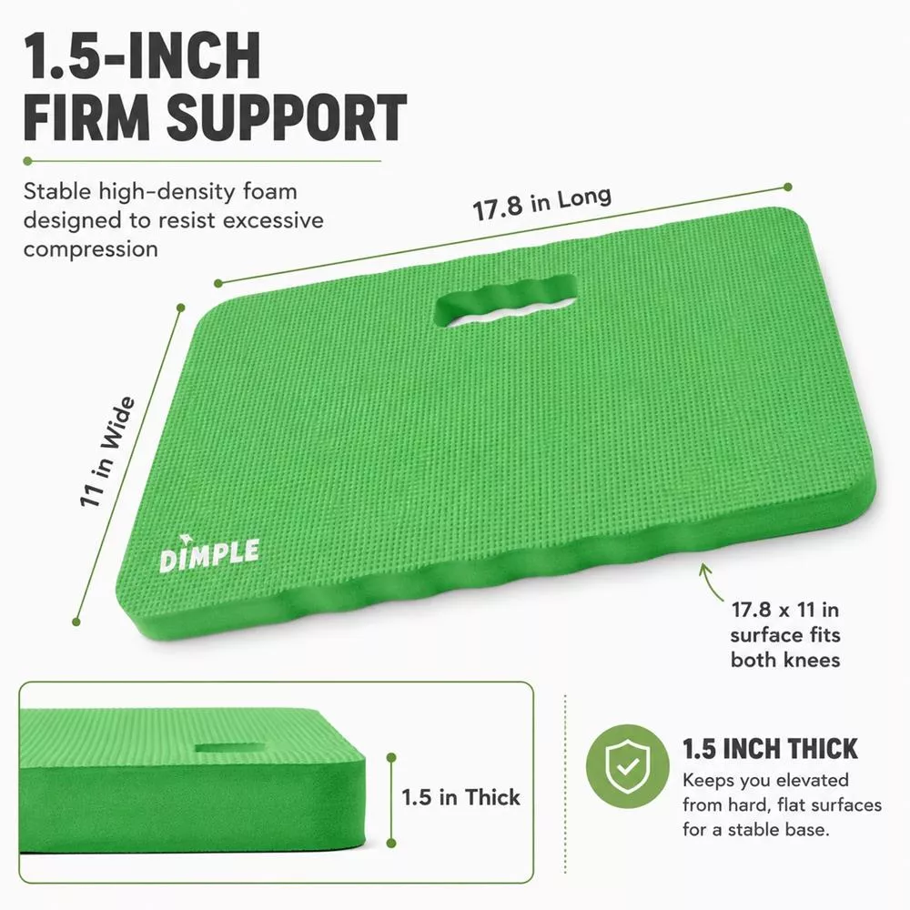 High Density Thick Foam Comfort Kneeling Pad Mats for Gardening knee support 1.5 Inches Thick, Baby Bath Kneeler , Exercise, Yoga Mat, Garden Cushions, Construction Knee Pads, Multi Purpose Green