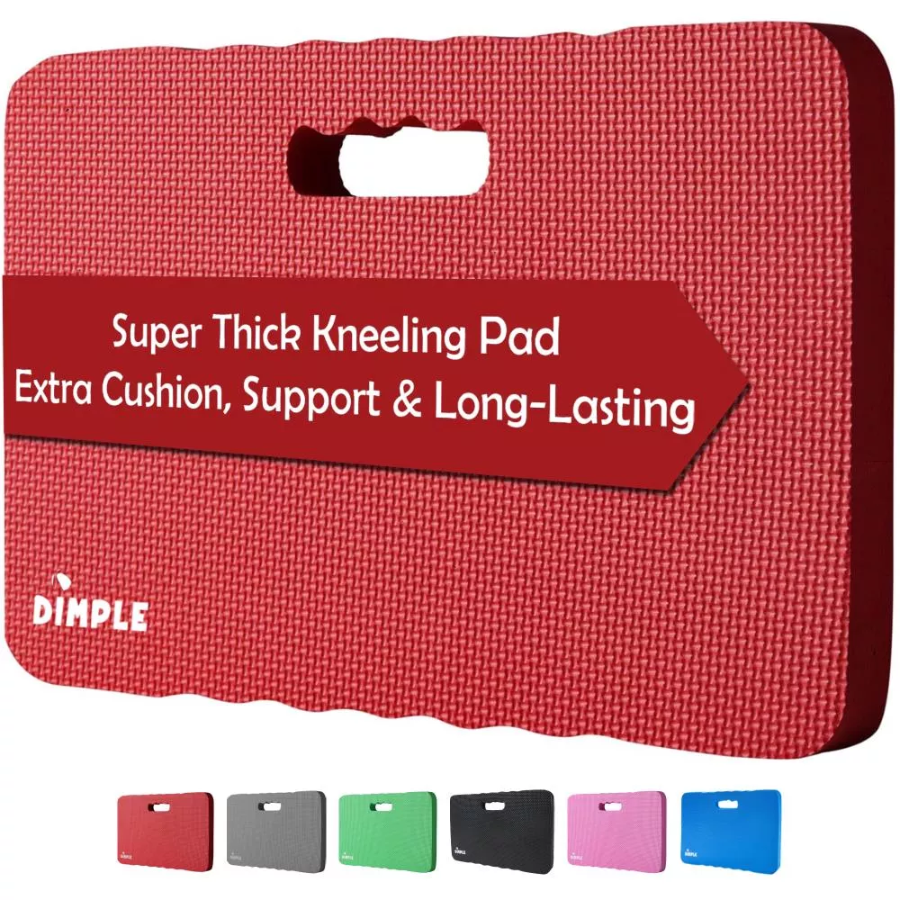 High Density Thick Foam Comfort Kneeling Pad Mats for Gardening knee support 1.5 Inches Thick, Baby Bath Kneeler , Exercise, Yoga Mat, Garden Cushions, Construction Knee Pads, Multi Purpose Red