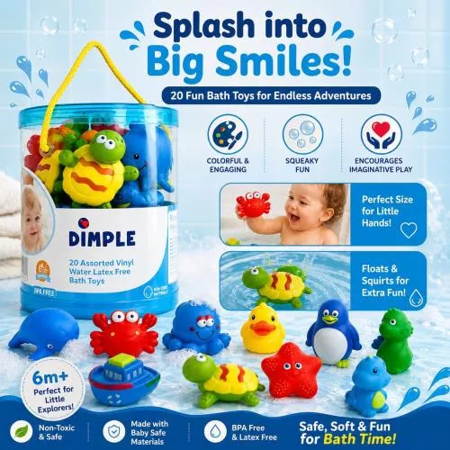 Set of 20 Floating Bath Toys, Sea Animals Squirter Toys for Boys and Girls, Assorted Sea Animals Friends, Squeeze to Spray! Tons of Fun, Great for Kids & Toddlers by Dimple image 10