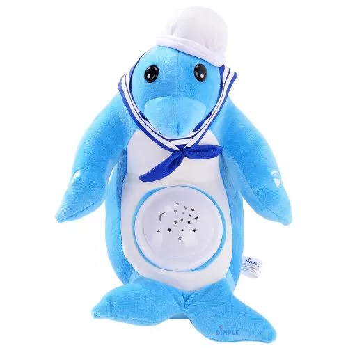 Dolly Dolphin Nightlight Soother with Favorite Lullabies, Nature Sounds and Projecting Stars & Moon Light by Dimple
