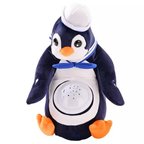 Polly Penguin Nightlight Soother with Favorite Lullabies, Nature Sounds and Projecting Stars & Moon Light by Dimple