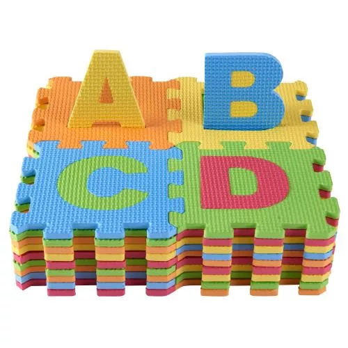 Baby Foam Play Mat (36-Piece Set) 6.25 x 6.25 Inches Interlocking Alphabet and Numbers Floor Puzzle Colorful EVA Tiles Girls, Boys Soft, Reusable, Easy to Clean by Dimple