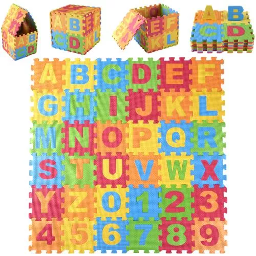 Baby Foam Play Mat (36-Piece Set) 6.25 x 6.25 Inches Interlocking Alphabet and Numbers Floor Puzzle Colorful EVA Tiles Girls, Boys Soft, Reusable, Easy to Clean by Dimple image 15