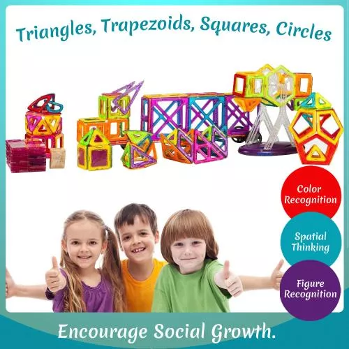 Magneticals Magnet Toys Tile Set (198-Piece Set) Stack, Create and Learn Promote Early Learning, Creativity, Imagination Magnetic Building Toys for Kids, Top-Rated Perfect Toy for Boys and Girls image 5