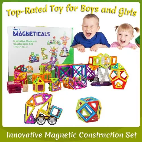Magneticals Magnet Toys Tile Set (198-Piece Set) Stack, Create and Learn Promote Early Learning, Creativity, Imagination Magnetic Building Toys for Kids, Top-Rated Perfect Toy for Boys and Girls image 6