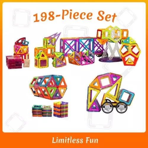 Magneticals Magnet Toys Tile Set (198-Piece Set) Stack, Create and Learn Promote Early Learning, Creativity, Imagination Magnetic Building Toys for Kids, Top-Rated Perfect Toy for Boys and Girls image 7