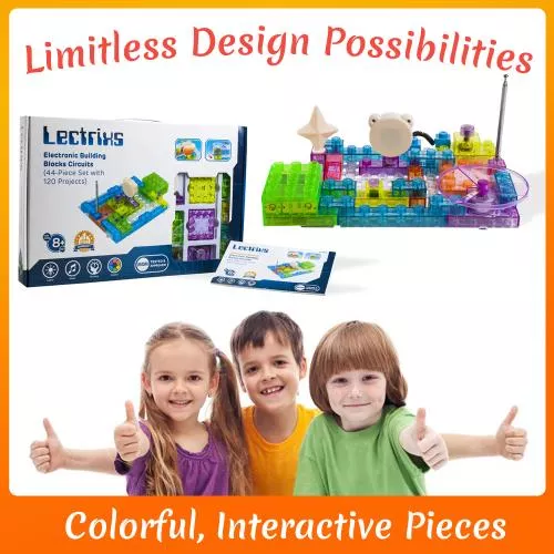 Lectrixs Electronic Building Blocks (44-Piece Set with 120 Projects) Light Up DIY Stacking Toys with Kid-Friendly Circuits  by Dimple image 7