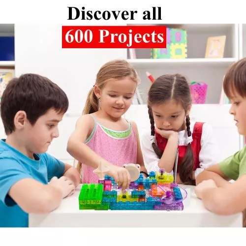 Lectrixs Electronic Building Blocks (64-Piece Set with 600 Projects) Light Up DIY Stacking Toys with Kid-Friendly Circuits  by Dimple image 3