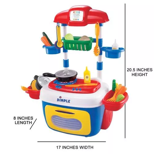 On The Go Carrier Toy Kitchen Set (30-Piece Set) With Lights and Sounds by Dimple