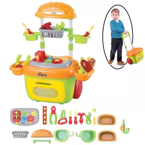 Premium On The Go Carrier Toy Construction Tool Box Kit w/ Wheels (23-Piece Set) With Lights & Sounds Top Construction Toy for Boys Girls & Toddlers, Great Christmas Gift for Children