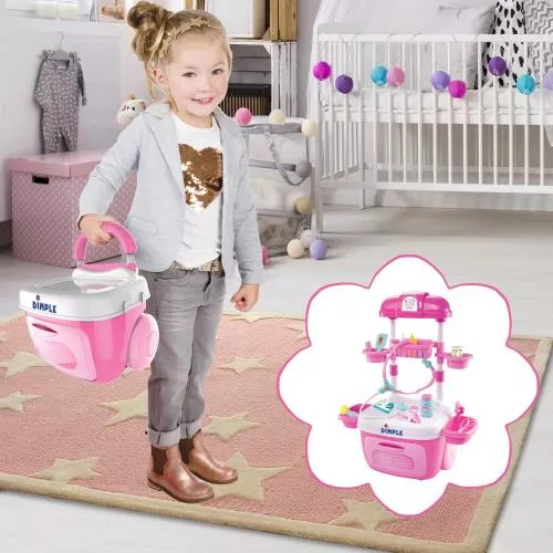 Toy Doctor Kit Pretend Play with plastic stethoscope and thermometer. top Go Carrier Travel Toy 12 Pieces Kids Medical Equipment for Boys Girls and Toddlers, Great Gift for Children by dimple image 7