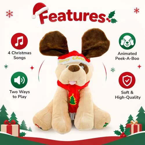 Diddles the Animated Plush Singing Christmas Dog that plays Peek-a-boo image 3