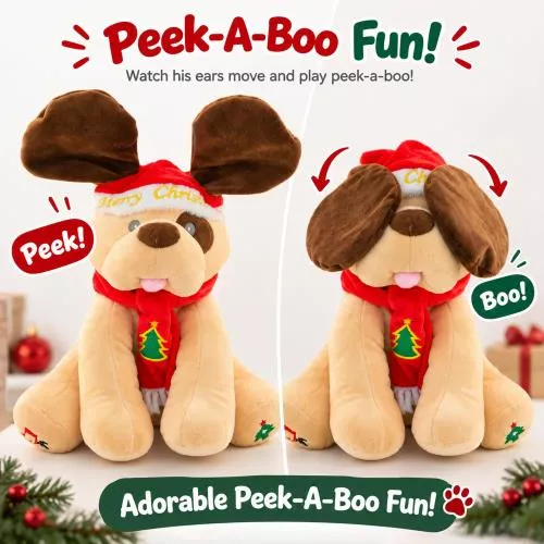 Diddles the Animated Plush Singing Christmas Dog that plays Peek-a-boo image 4