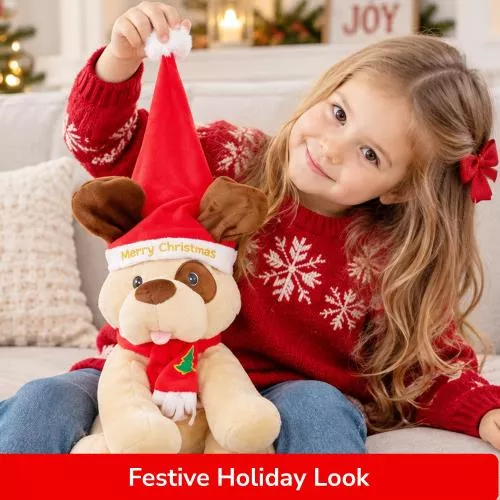 Diddles the Animated Plush Singing Christmas Dog that plays Peek-a-boo image 6
