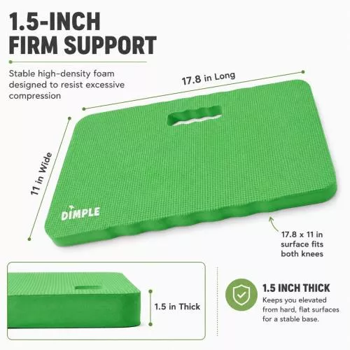 High Density Thick Foam Comfort Kneeling Pad Mats for Gardening knee support 1.5 Inches Thick, Baby Bath Kneeler , Exercise, Yoga Mat, Garden Cushions, Construction Knee Pads, Multi Purpose Green