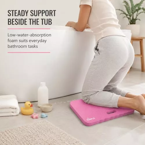 High Density Thick Foam Comfort Kneeling Pad Mats for Gardening knee support 1.5 Inches Thick, Baby Bath Kneeler , Exercise, Yoga Mat, Garden Cushions, Construction Knee Pads, Multi Purpose Pink