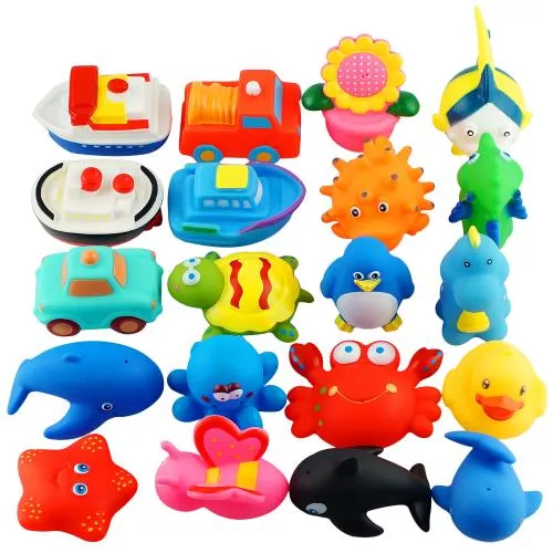 Set of 20 Floating Bath Toys, Squirter Toys for Boys and Girls, 20 Different Sea Animals, Vehicles and Shapes, Squeeze to Spray! Tons of Fun, Great for Kids & Toddlers by Dimple image 10