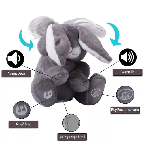 Milo Grey Bunny- Animated Plush Rabbit image 3