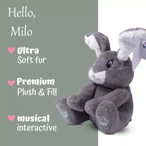 Milo Grey Bunny- Animated Plush Rabbit image 6