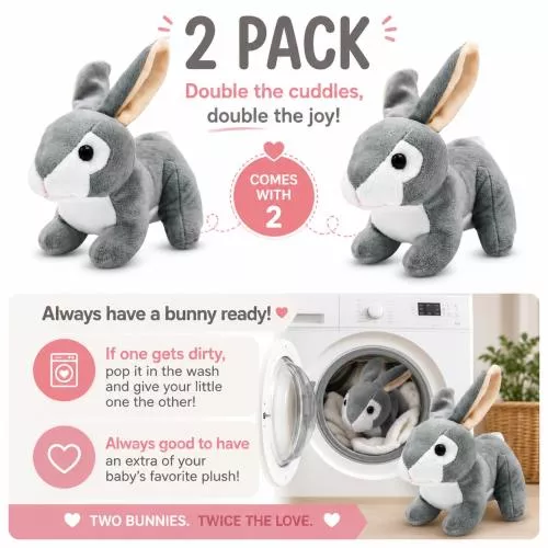Grey Baby Plush Rabbit 2 image 3