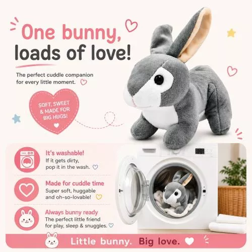Grey Baby Plush Rabbit image 3