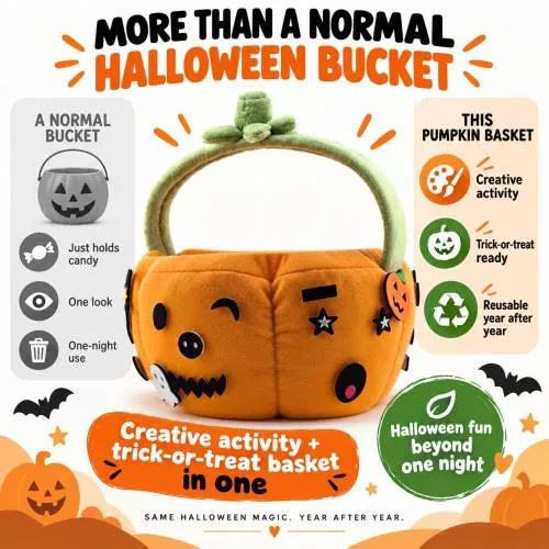 Customizable Plush Halloween Basket with 40 Mix-and-Match Felt Pieces image 7