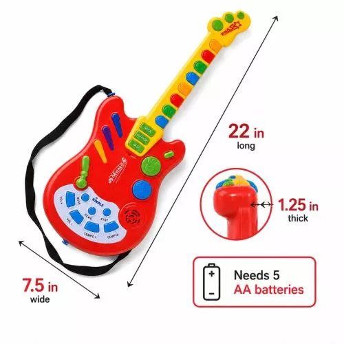 Toy Electric Guitar with over 20 Interactive Buttons, Levers and Modes with Sound and Lights by Dimple