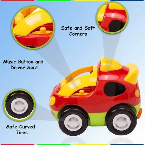 Cartoon Remote Control (R/C) Police Car (49 MHZ)  & Racing Car (27 MHZ) Set for Kids and Toddlers with Sound and Lights by Dimple