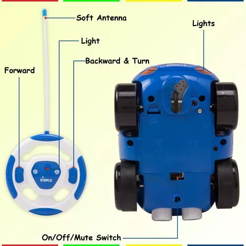 Cartoon Remote Control (R/C) Police Car (49 MHZ)  & Racing Car (27 MHZ) Set for Kids and Toddlers with Sound and Lights by Dimple image 3