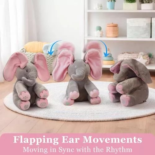 Kaia Elephant Animated Plush Singing Elephant with Peek-a-boo Interactive Feature by Dimple With Batteries image 7